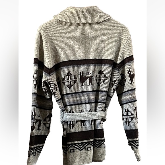 Vtg 70s Dimensions by Milford Collared Aztec Llama Long Thick Cardigan Large - Picture 2 of 13